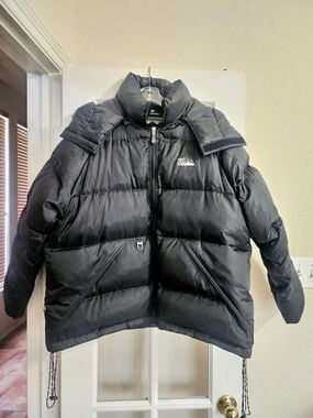 First Down Quilted Down Puffer Jacket Black Size Medium